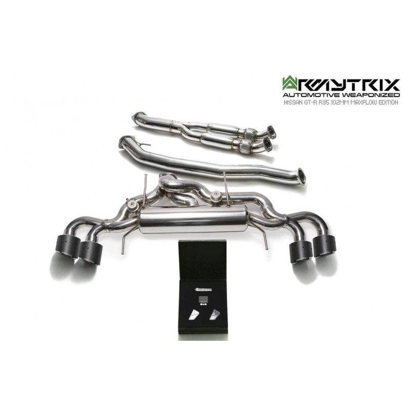 Catback Armytrix en acier inoxydable avec valves, sorties carbone en acier inoxydable pour GTR R35