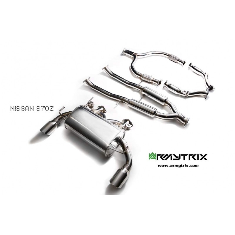 Catback Armytrix en acier inoxydable avec valves, sorties argent chromés pour Nissan 370Z