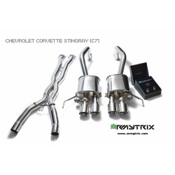Catback Armytrix en acier inoxydable avec valves, sorties argent chromés en acier inoxydable pour Chevrolet CORVETTE (C7)