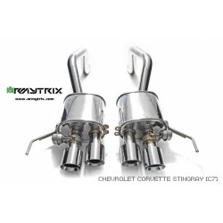 Catback Armytrix en acier inoxydable avec valves, sorties argent chromés en acier inoxydable pour Chevrolet CORVETTE (C7)
