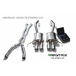 Catback Armytrix en acier inoxydable avec valves, sorties bleues en acier inoxydable pour Chevrolet CORVETTE (C7)