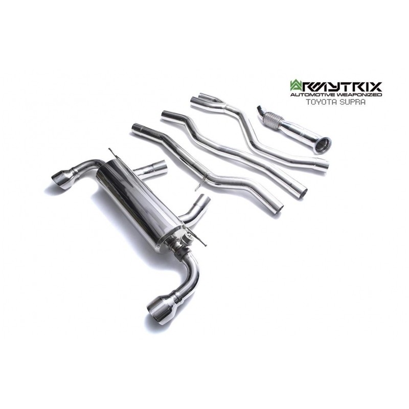 Catback Armytrix en acier inoxydable avec valves, sorties argent chromés en acier inoxydable pour Toyota SUPRA MK5