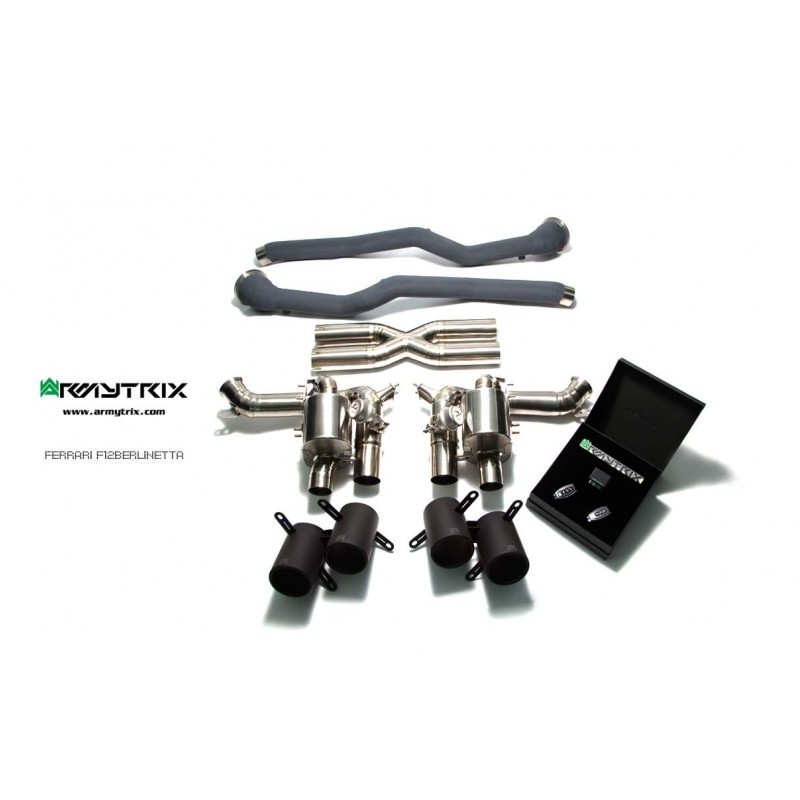 Catback Armytrix en titane avec valves, sorties noires mates en titane pour Ferrari F12 Berlinetta