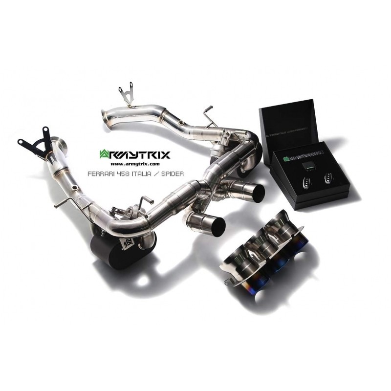 Catback Armytrix en titane avec valves, triple sorties bleues en titane pour Ferrari 458