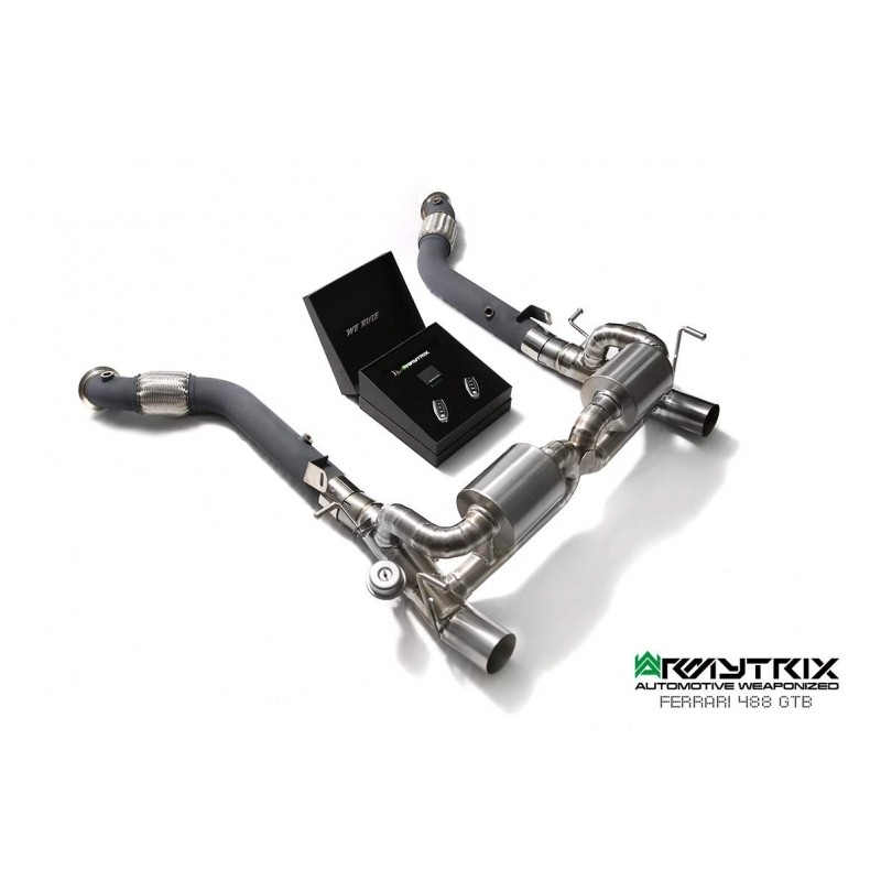 Catback Armytrix en titane avec valves, double sorties carbone en acier inoxydable pour Ferrari 488