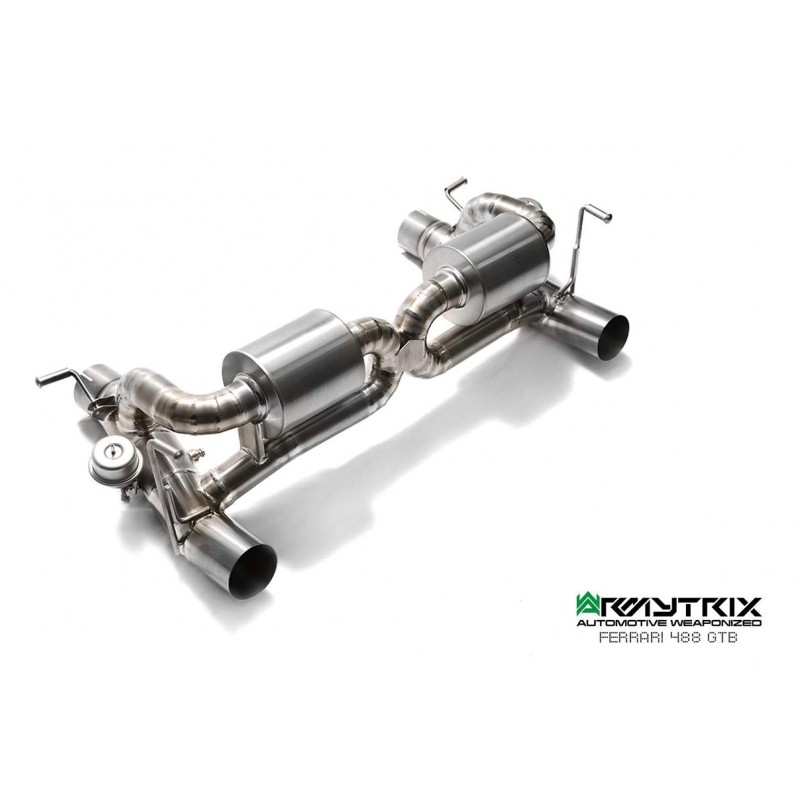 Catback Armytrix en acier inoxydable avec valves, double sorties noires mates en titane pour Ferrari 488