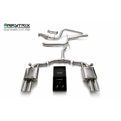Catback Armytrix en acier inoxydable avec valves, sorties argent chromés en acier inoxydable pour Audi A4 Avant B9 