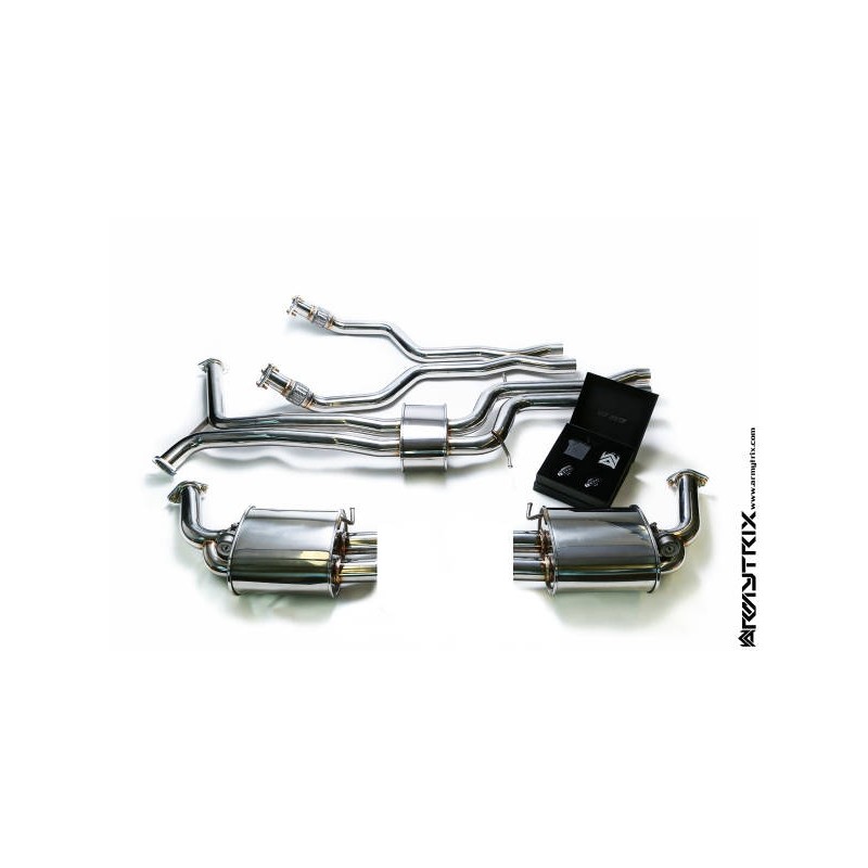 Catback Armytrix en acier inoxydable avec valves, sorties argent chromés en acier inoxydable pour Audi A6/A7 C7 3.0 TFSI