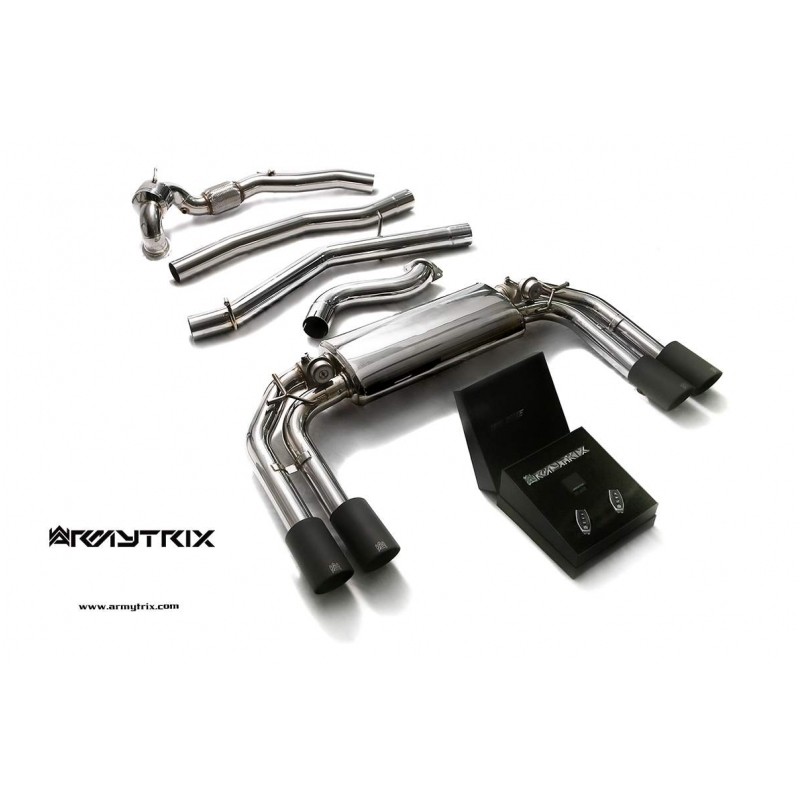 Catback Armytrix en acier inoxydable avec valves, sorties noires mates pour Audi S3 8V Sportback