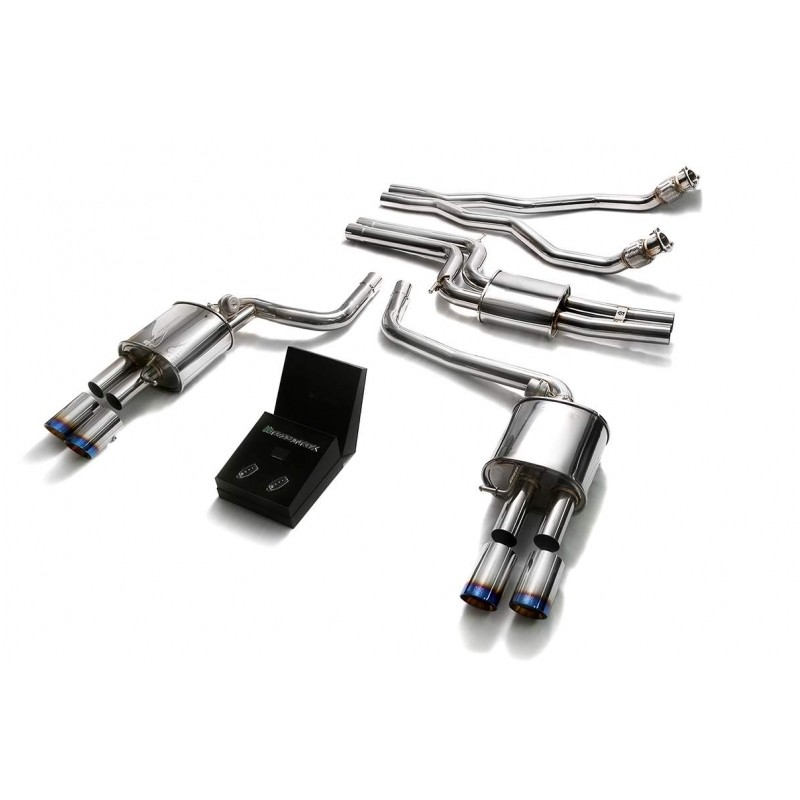 Catback Armytrix en acier inoxydable avec valves, sorties bleues pour Audi S4 B8 Sedan/Avant