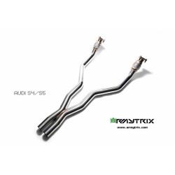 Catback Armytrix en acier inoxydable avec valves, sorties argent chromés pour Audi S5 B8 Sportback