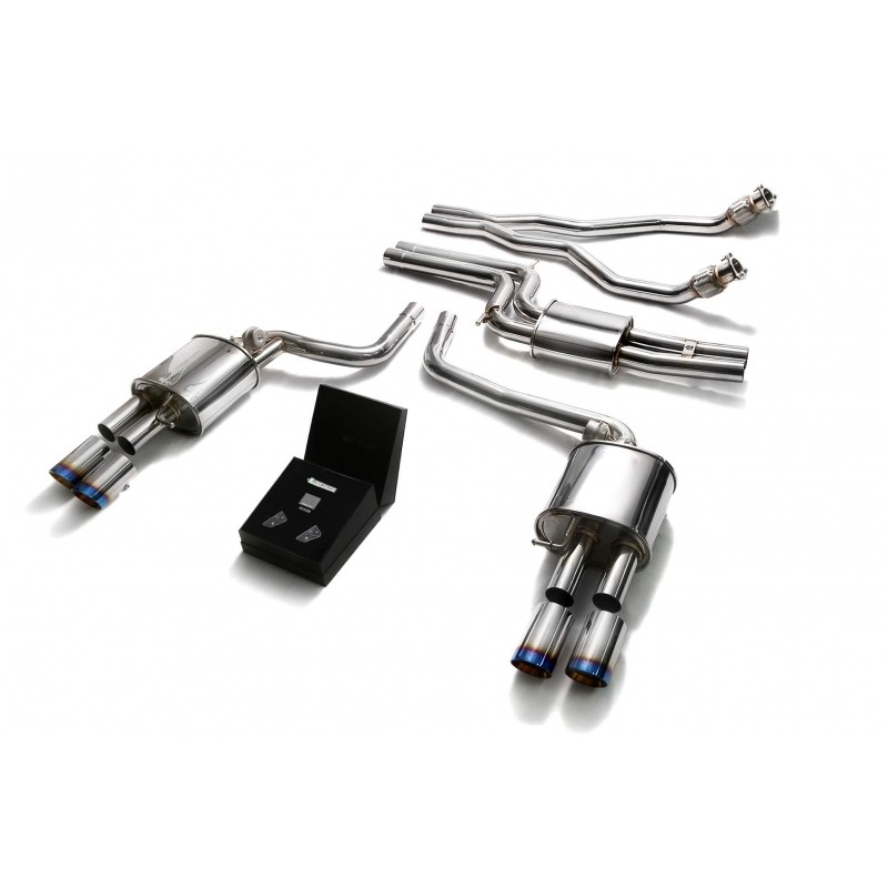 Catback Armytrix en acier inoxydable avec valves, sorties bleues pour Audi S5 B8 Sportback