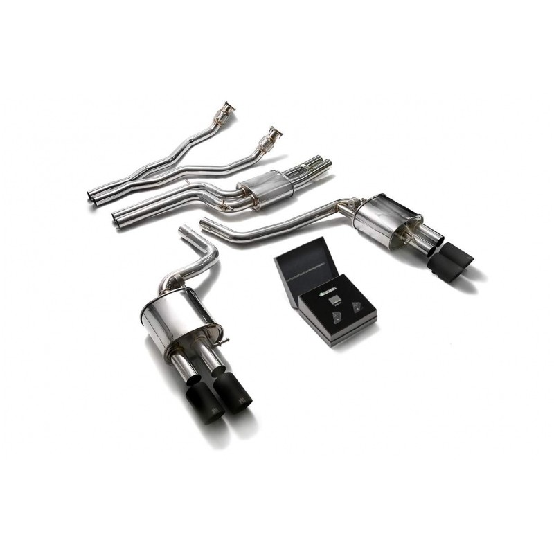 Catback Armytrix en acier inoxydable avec valves, sorties noires mates pour Audi S5 B8 Sportback