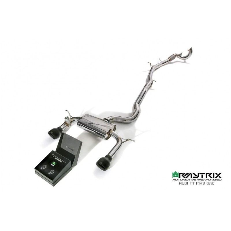 Catback Armytrix en acier inoxydable avec valves, sorties bleues pour Audi TT 8S MK3