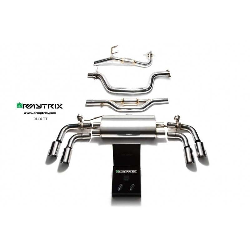 Catback Armytrix en acier inoxydable avec valves, sorties argent chromés pour Audi TTS 8J MK2 4WD