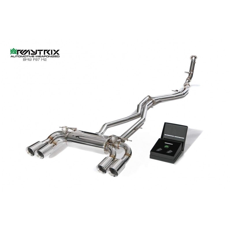 Catback Armytrix en acier inoxydable avec valves, sorties argent chromés pour BMW M2 Coupé F87