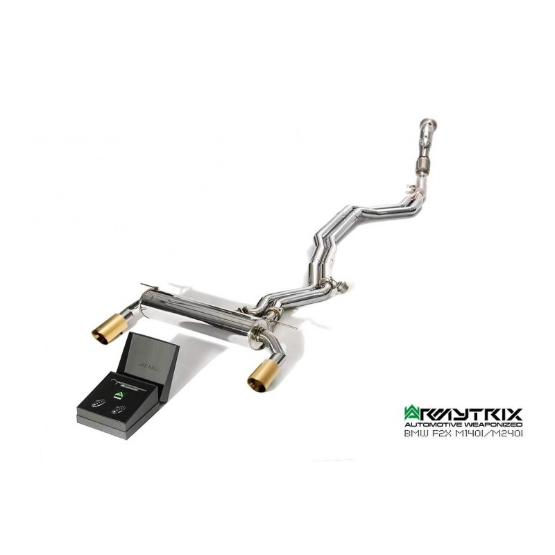 Catback Armytrix en acier inoxydable avec valves, sorties or pour BMW Série 1 F20/F21 M140i