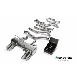 Catback Armytrix en acier inoxydable avec valves, sorties argent chromés pour BMW M3 F80