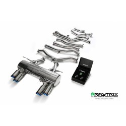 Catback Armytrix en acier inoxydable avec valves, sorties bleues pour BMW M3 F80