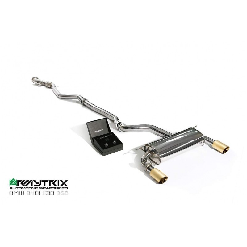 Catback Armytrix en acier inoxydable avec valves, sorties or pour BMW Série 340i F30/F31