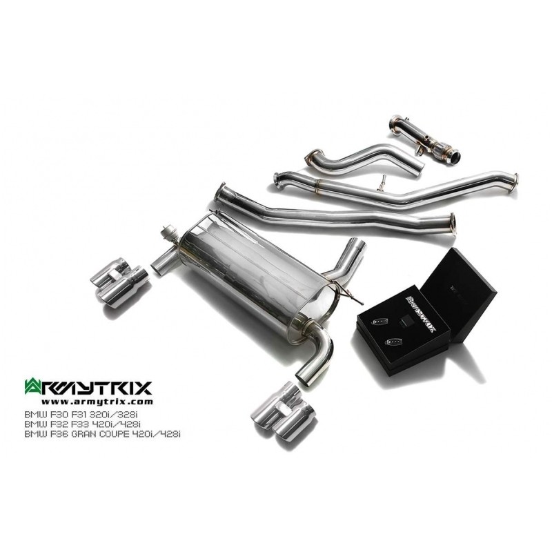 Catback Armytrix en acier inoxydable avec valves, sorties argent chromés pour BMW Série 4 420i/428i F32/F33 (2014-2015)