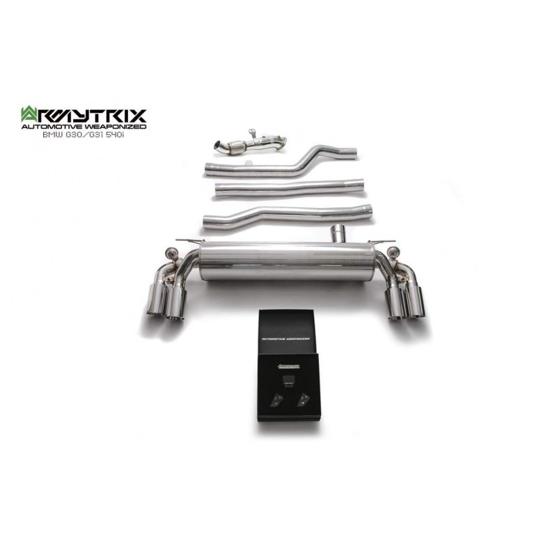 Catback Armytrix en acier inoxydable avec valves, sorties argent chromés pour BMW Série 5 540i G30/G31