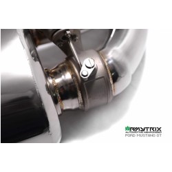 Catback Armytrix en acier inoxydable avec valves, sorties argent chromés pour Ford Mustang GT