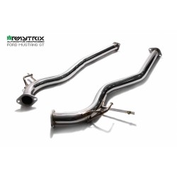 Catback Armytrix en acier inoxydable avec valves, sorties argent chromés pour Ford Mustang GT