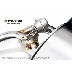 Catback Armytrix en acier inoxydable avec valves, sorties argent chromés pour Mercedes Benz Classe C W204 C180/C200/C250