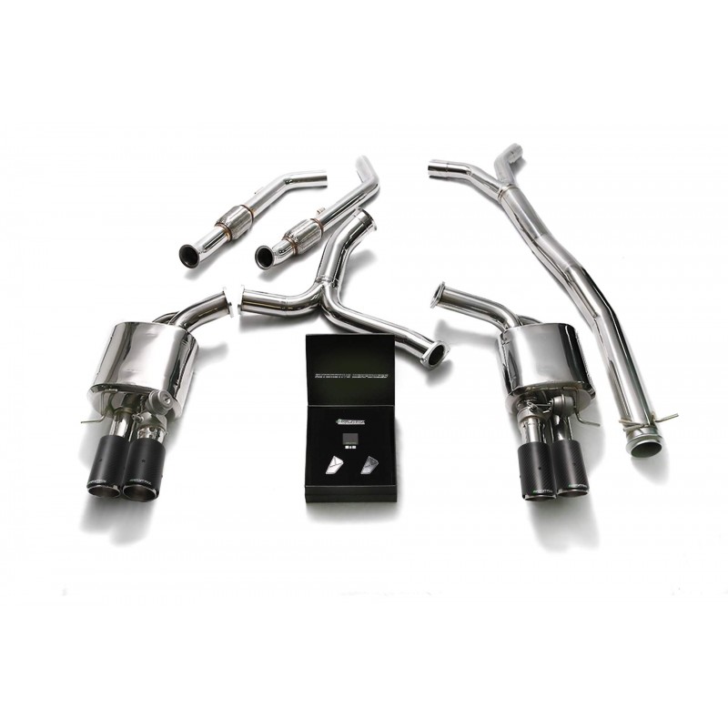 Catback Armytrix en acier inoxydable avec valves, sorties carbone pour Mercedes Benz Classe C W205 C400/C450/C43 AMG