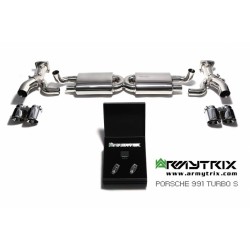 Catback Armytrix en acier inoxydable avec valves, sorties argent chromés pour Porsche 911 Turbo (991) Turbo/Turbo S