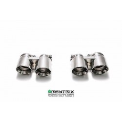 Catback Armytrix en acier inoxydable avec valves, sorties argent chromés pour Porsche 911 Turbo  (997) Turbo