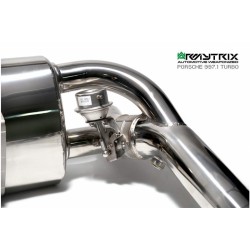 Catback Armytrix en acier inoxydable avec valves, sorties argent chromés pour Porsche 911 Turbo  (997) Turbo