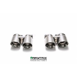 Catback Armytrix en acier inoxydable avec valves, sorties argent chromés pour Porsche 911 Turbo  (991) Turbo/Turbo S