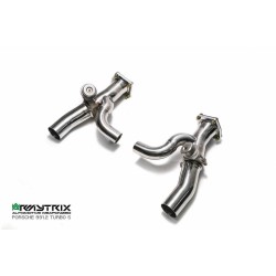 Catback Armytrix en acier inoxydable avec valves, sorties argent chromés pour Porsche 911 Turbo  (991) Turbo/Turbo S