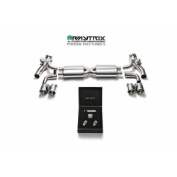 Catback Armytrix en acier inoxydable avec valves, sorties bleues pour Porsche 911 Turbo  (991) Turbo/Turbo S