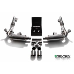 Catback Armytrix en acier inoxydable avec valves, sorties argent chromés pour Porsche 718 Boxster/Boxster S