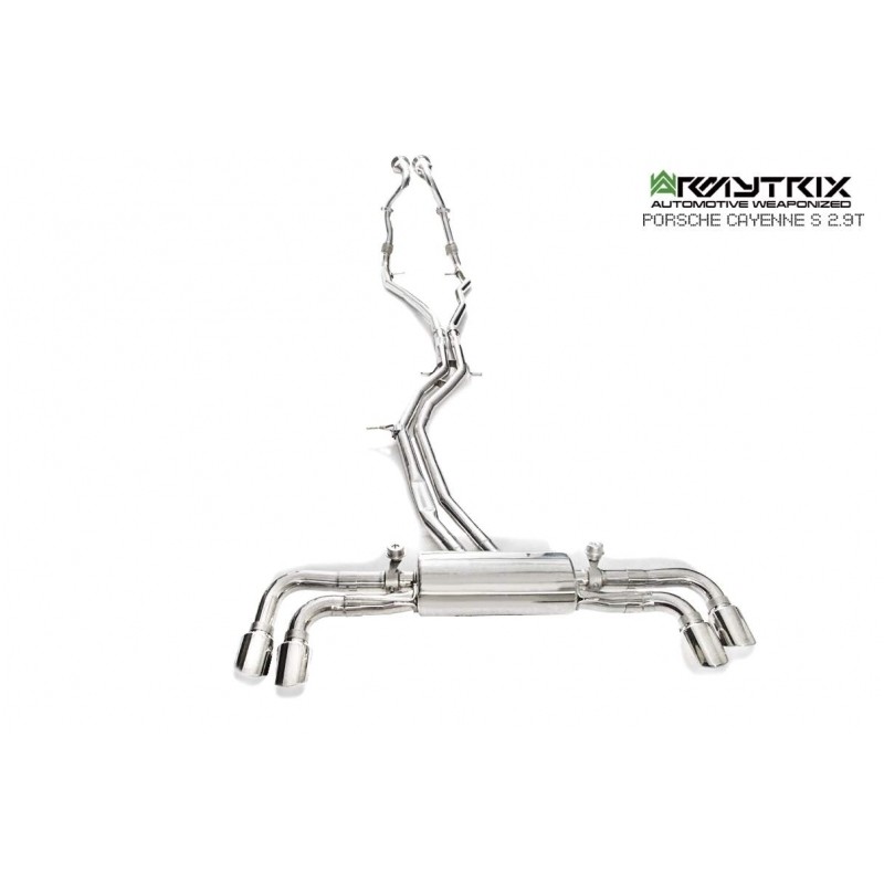 Catback Armytrix en acier inoxydable avec valves, sorties argent chromés pour Porsche Cayenne S (9YA)