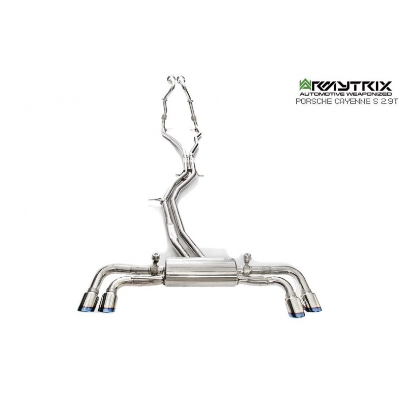 Catback Armytrix en acier inoxydable avec valves, sorties bleues pour Porsche Cayenne S (9YA)