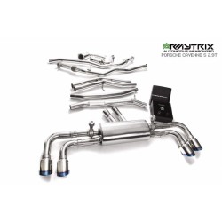 Catback Armytrix en acier inoxydable avec valves, sorties bleues pour Porsche Cayenne S (9YA)