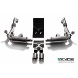 Catback Armytrix en acier inoxydable avec valves, sorties argent chromés pour Porsche 718 Cayman / Cayman S
