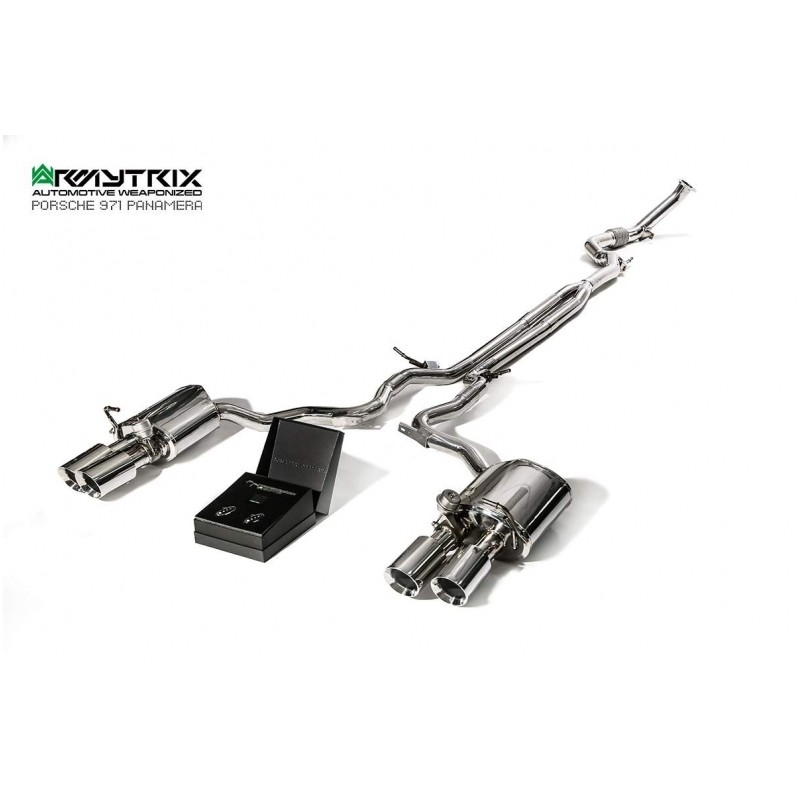 Catback Armytrix en acier inoxydable avec valves, sorties argent chromés pour Porsche Panamera 971 4