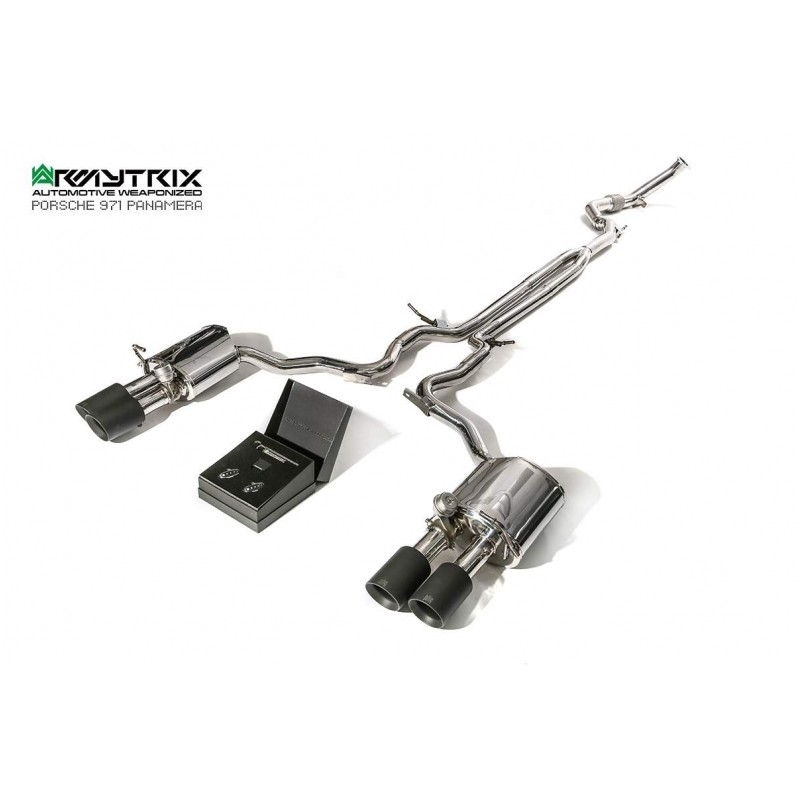 Catback Armytrix en acier inoxydable avec valves, sorties noires mates pour Porsche Panamera 971 4