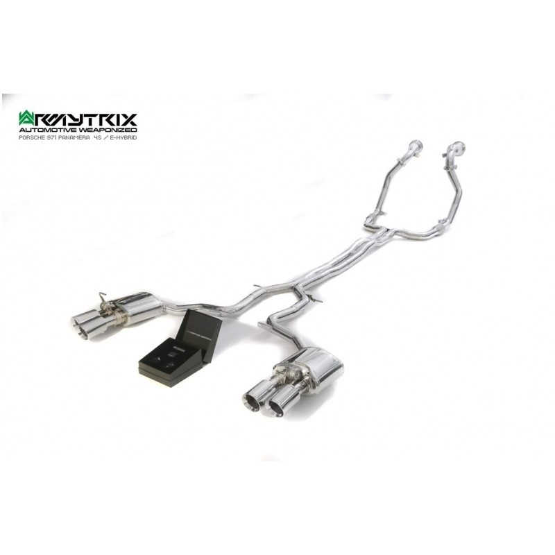 Catback Armytrix en acier inoxydable avec valves, sorties argent chromés pour Porsche Panamera 971 4S / 4 E-Hybrid