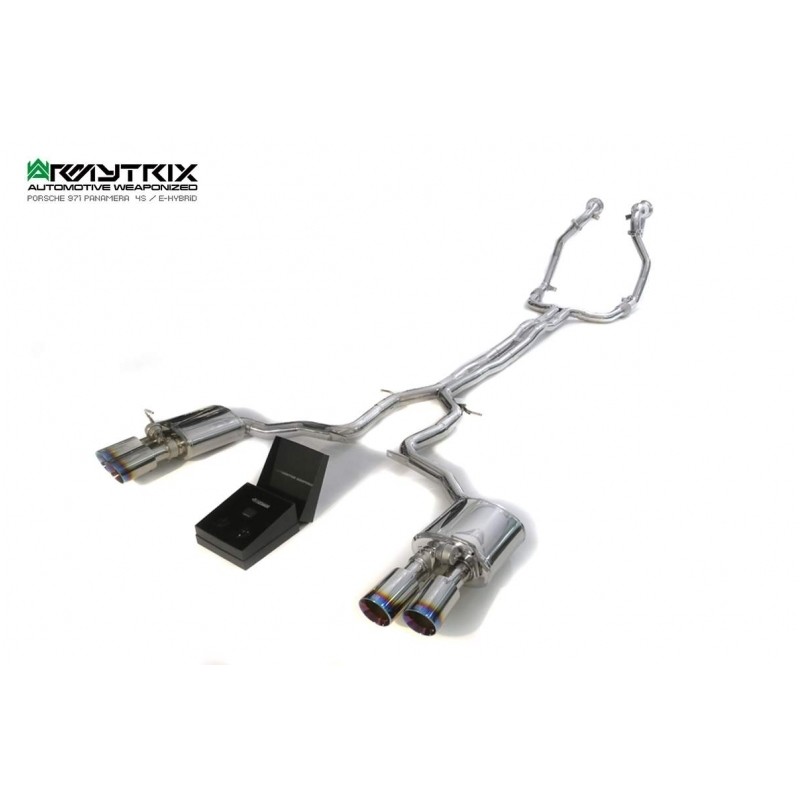 Catback Armytrix en acier inoxydable avec valves, sorties bleues pour Porsche Panamera 971 4S / 4 E-Hybrid