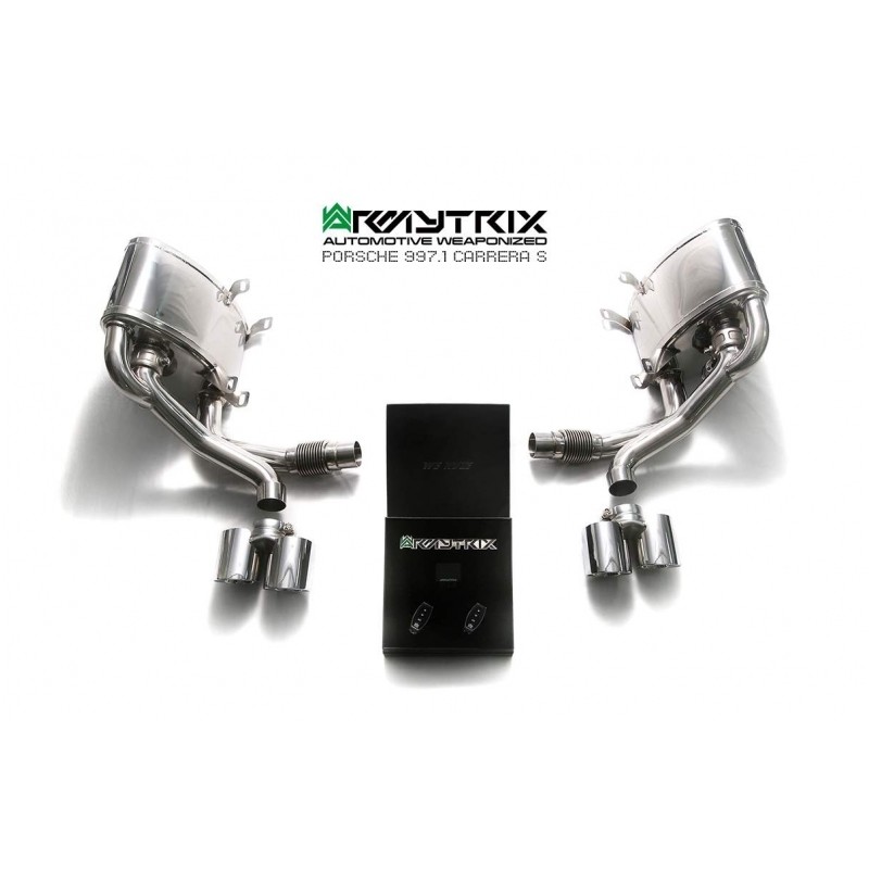 Catback Armytrix en acier inoxydable avec valves, sorties argent chromés pour Porsche 911 (997.1) Carrera S/4S