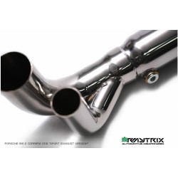 Catback Armytrix en acier inoxydable avec valves, sorties bleues pour Porsche (991.2) Carrera"Sport exhaust version"