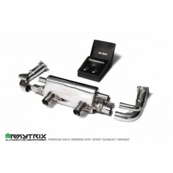 Catback Armytrix en acier inoxydable avec valves, sorties bleues pour Porsche (991.2) Carrera"Sport exhaust version"