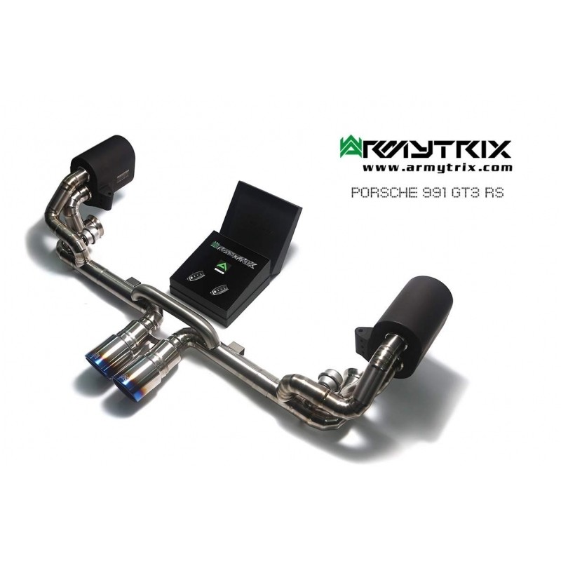 Catback Armytrix en titane avec valves, sorties bleues pour Porsche 911 GT3/GT3 RS