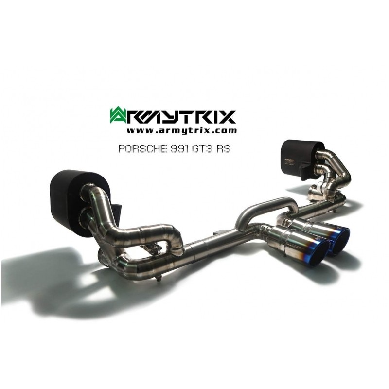 Catback Armytrix en titane avec valves, sorties noires mates pour Porsche 911 GT3/GT3 RS